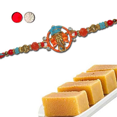 "Fancy Rakhi - FR- 8350 A (Single Rakhi),  500gms of Milk Mysore Pak - Click here to View more details about this Product